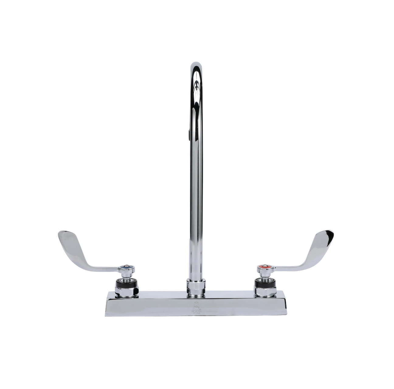 Encore 8" OC Deck Mount Faucet Ceramic Valves with 8-1/2" Swivel Gooseneck Spout and 4" Wrist Blade Handles
