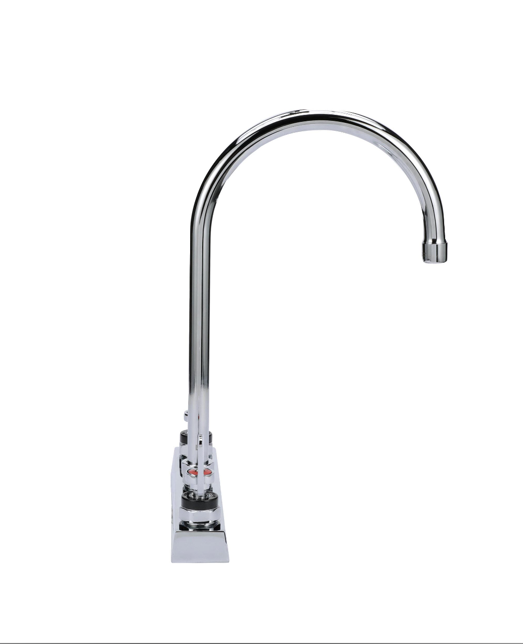 Encore 8" OC Deck Mount Faucet Ceramic Valves with 8-1/2" Swivel Gooseneck Spout and 4" Wrist Blade Handles