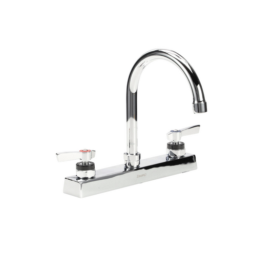 Encore 8" OC Deck Mount Faucet Ceramic Valves with 6" Swivel Gooseneck Spout