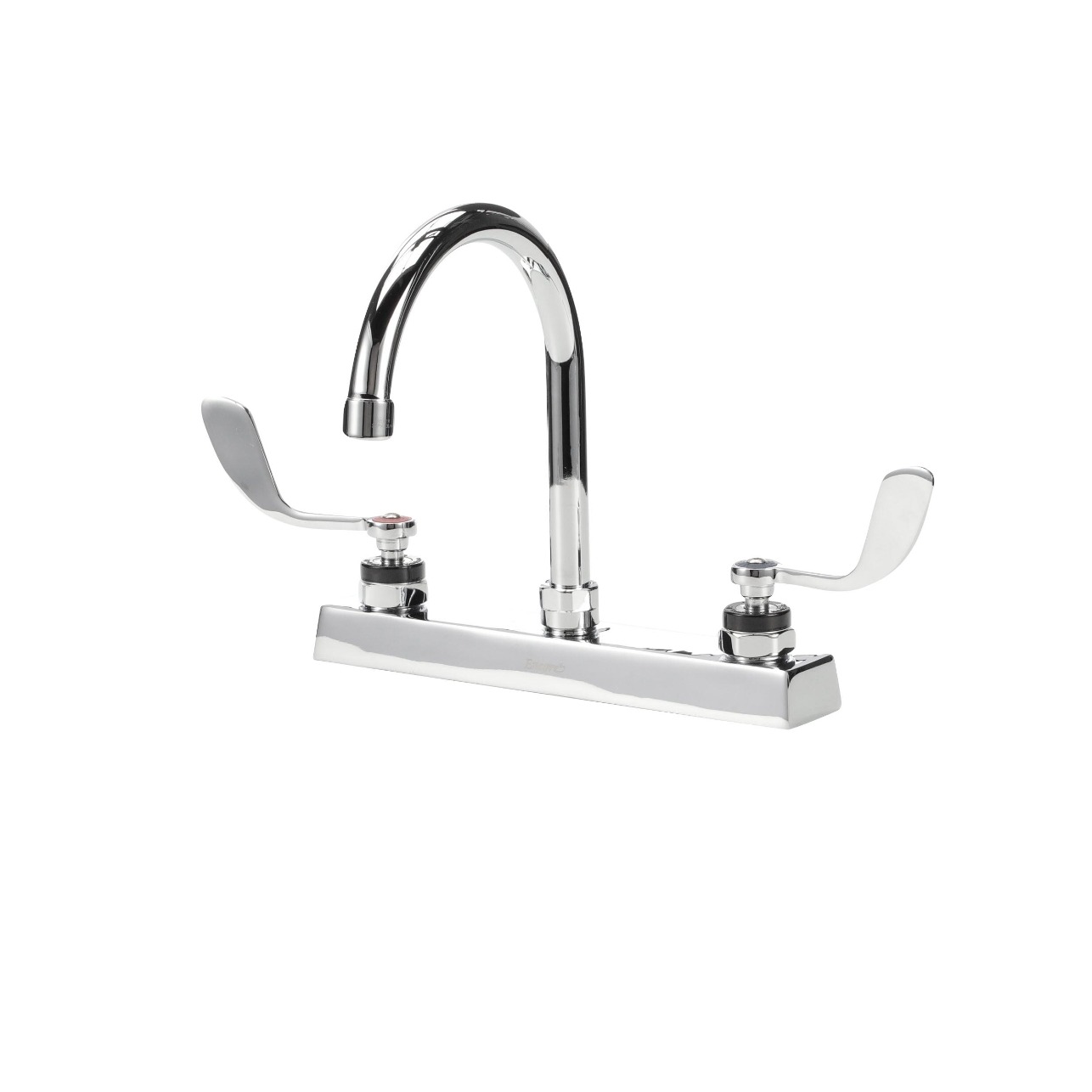 Encore 8" OC Deck Mount Faucet Ceramic Valves with 6" Swivel Gooseneck Spout with 4" Wrist Blade Handles