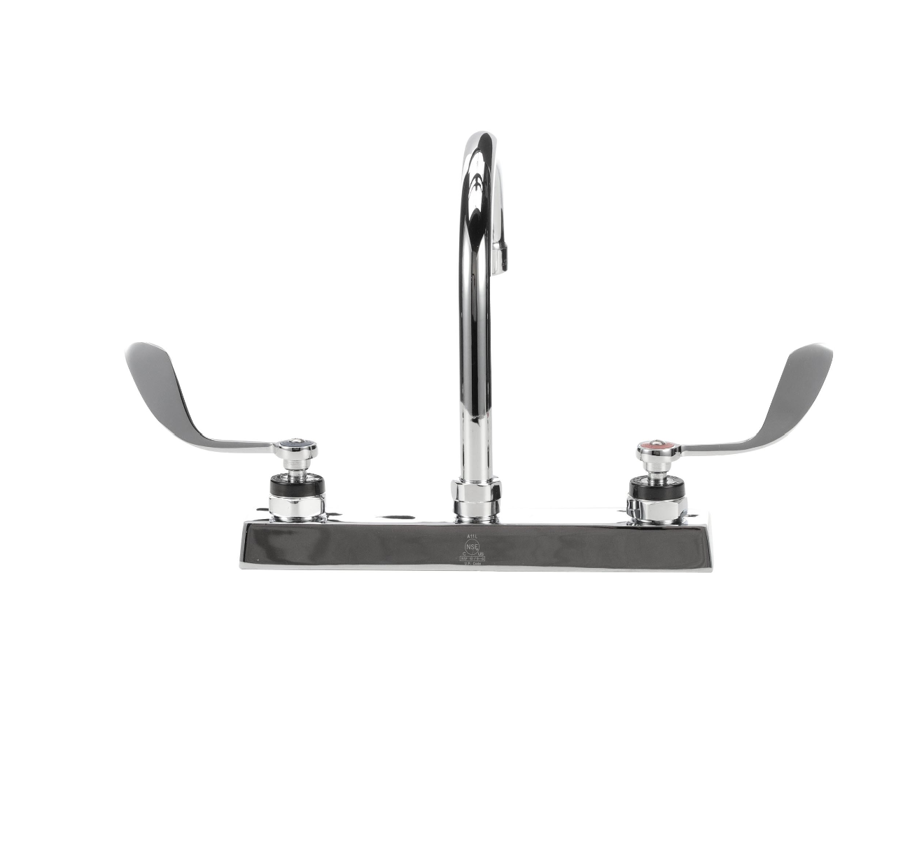 Encore 8" OC Deck Mount Faucet Ceramic Valves with 6" Swivel Gooseneck Spout with 4" Wrist Blade Handles