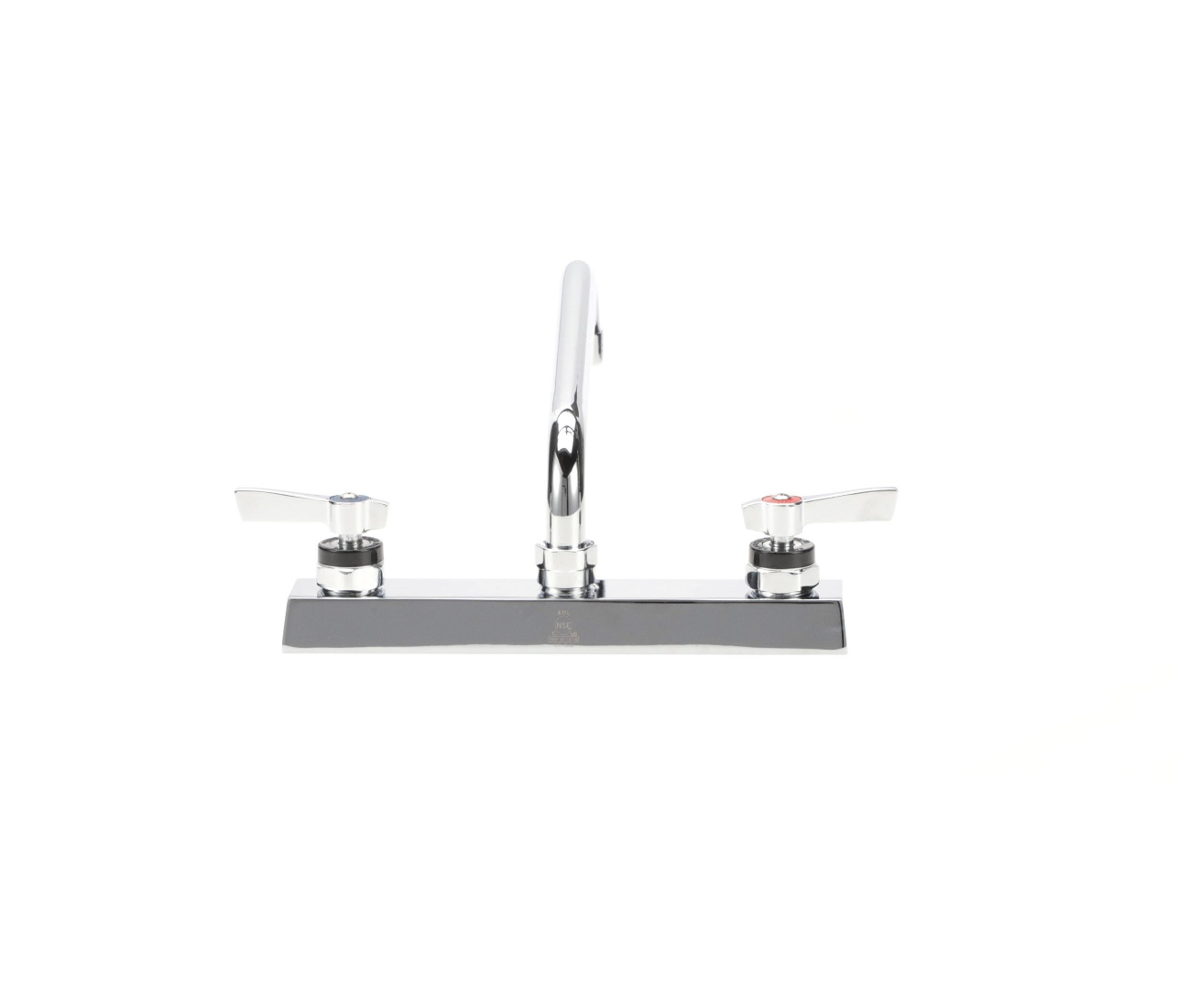 Encore 8" OC Deck Mount Faucet Ceramic Valves with 10" Swivel Spout, 4" Wrist Blade Handles