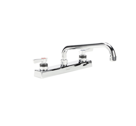 Encore 8" OC Deck Mount Faucet Ceramic Valves with 10" Swivel Spout, 4" Wrist Blade Handles