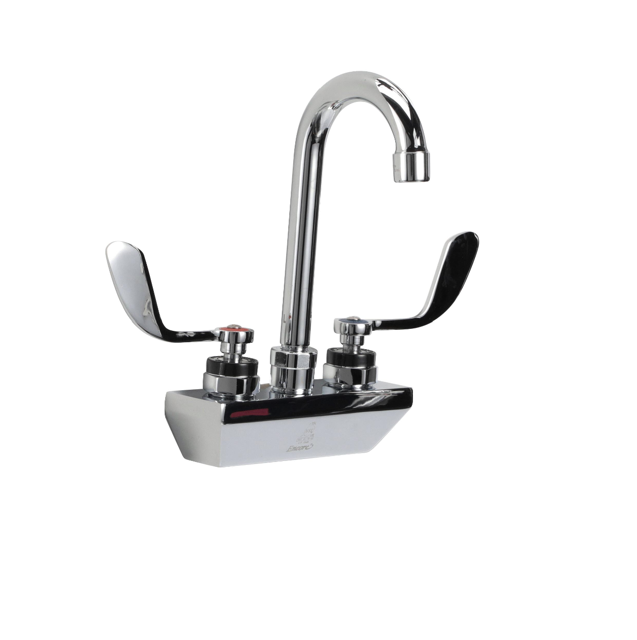 Encore® 4" OC Wall Mount Faucet with 3-1/2" Rigid Gooseneck Spout and 4" Wrist Blade Handles
