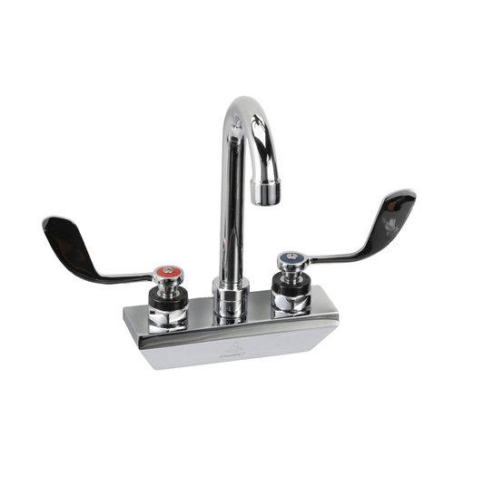 Encore® 4" OC Wall Mount Faucet with 3-1/2" Rigid Gooseneck Spout and 4" Wrist Blade Handles
