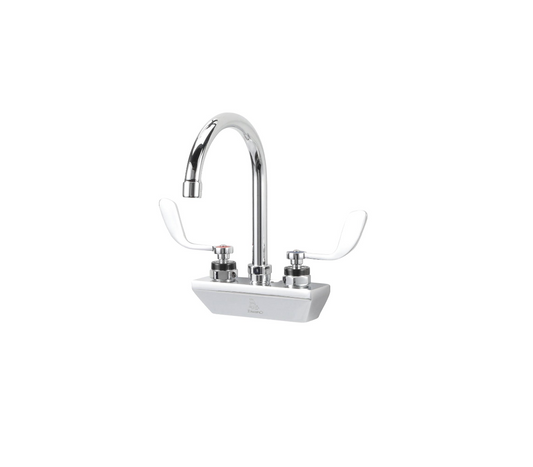 Encore® 4" OC Wall Mount Faucet with 6" Swivel Gooseneck Spout and 4" Wrist Blade Handles
