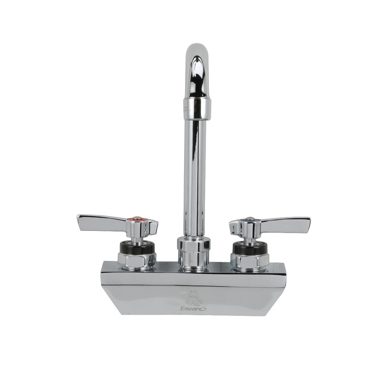 Encore 4" OC Wall Mount Faucet Ceramic Valves with 3-1/2" Rigid Gooseneck Spout