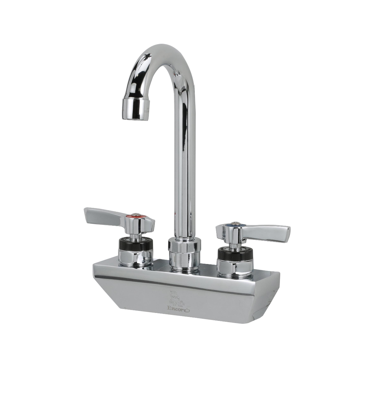 Encore 4" OC Wall Mount Faucet Ceramic Valves with 3-1/2" Rigid Gooseneck Spout