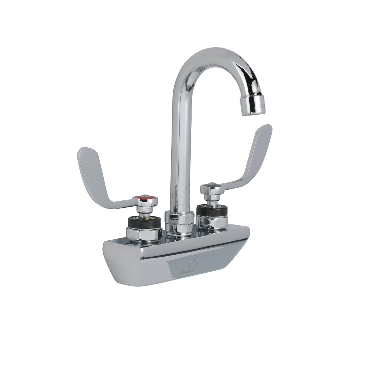 Encore 4" OC Wall Mount Faucet Ceramic Valves with 3-1/2" Swivel Gooseneck Spout and 4" Wrist Blade Handles