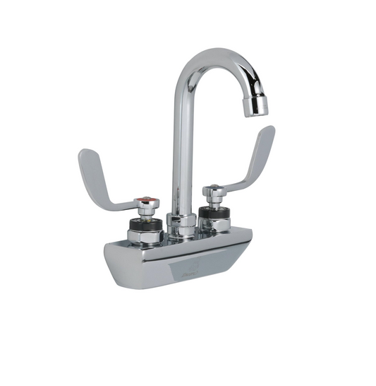 Encore 4" OC Wall Mount Faucet Ceramic Valves with 3-1/2" Swivel Gooseneck Spout and 4" Wrist Blade Handles
