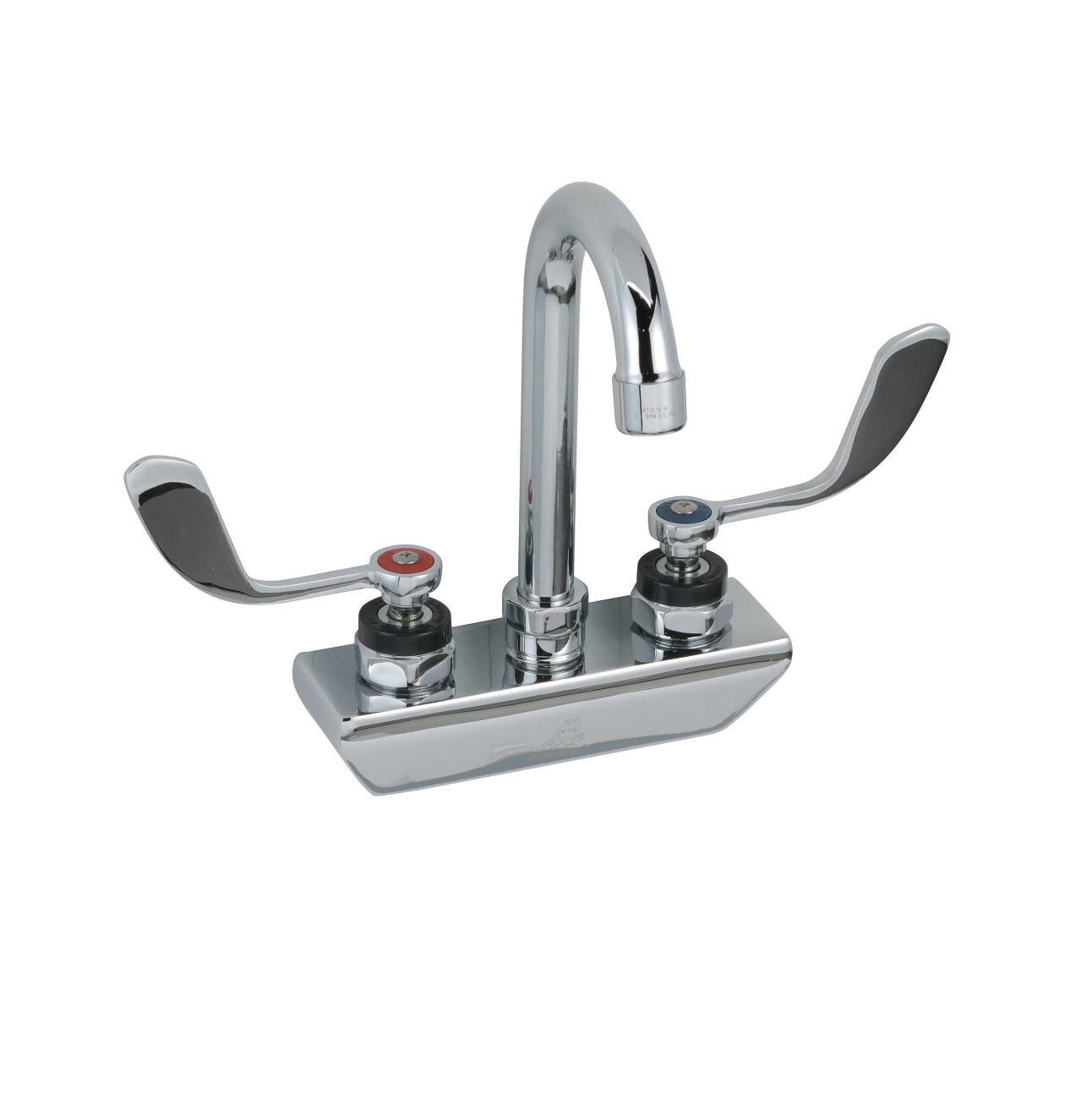 Encore 4" OC Wall Mount Faucet Ceramic Valves with 3-1/2" Swivel Gooseneck Spout and 4" Wrist Blade Handles