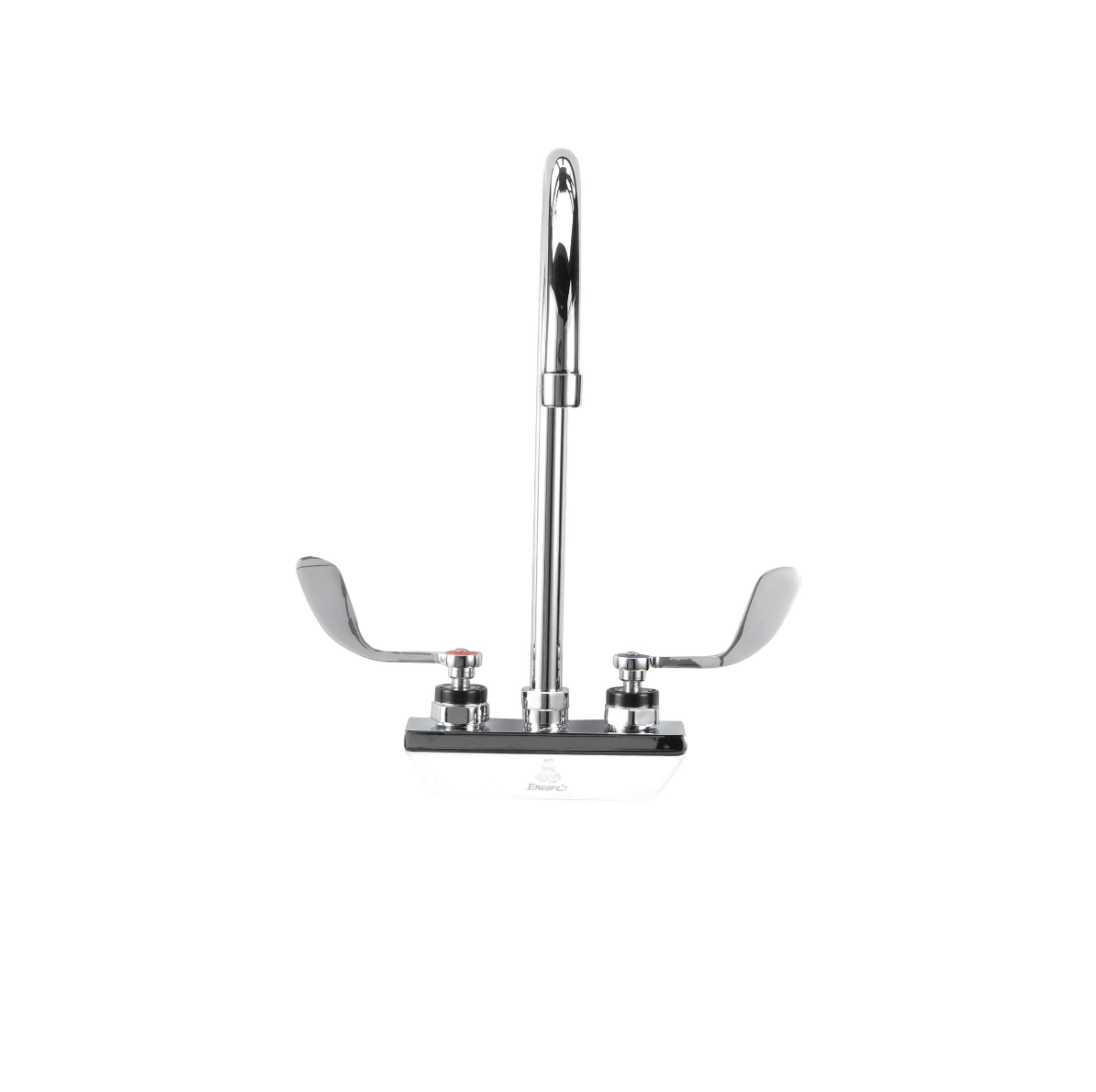 Encore 4" OC Wall Mount Faucet Ceramic Valves with 8-1/2" Swivel Gooseneck Spout and 4" Wrist Blade Handles