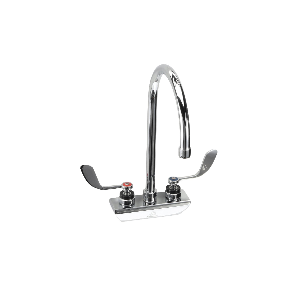 Encore 4" OC Wall Mount Faucet Ceramic Valves with 8-1/2" Swivel Gooseneck Spout and 4" Wrist Blade Handles