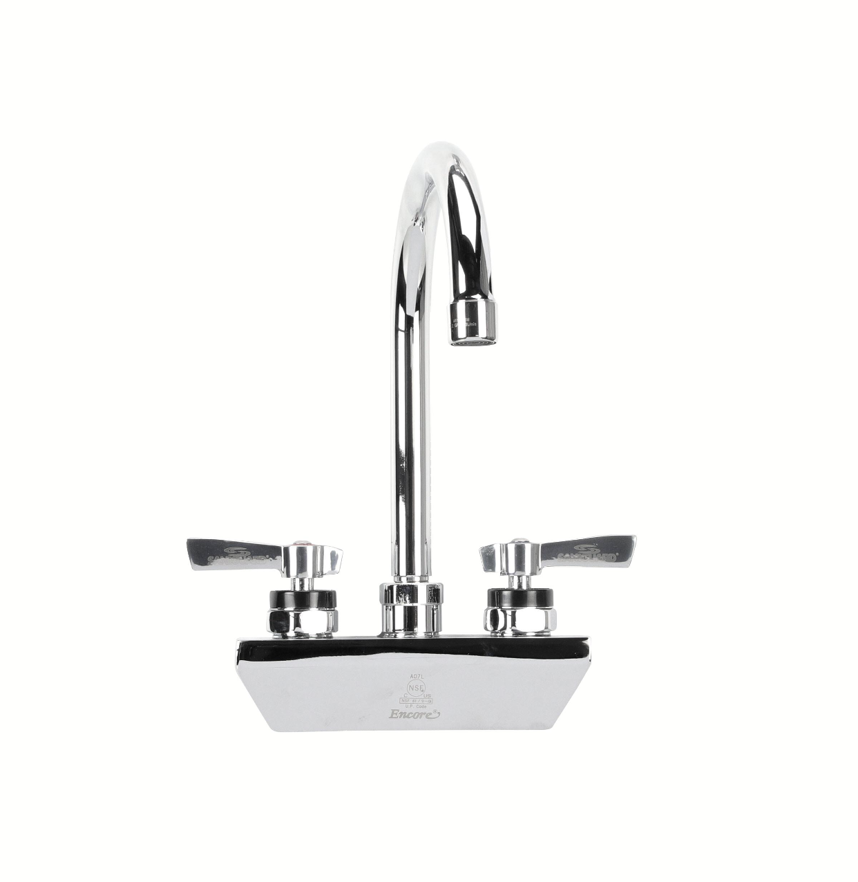 Encore 4" OC Wall Mount Faucet Ceramic Valves with 6" Rigid Gooseneck Spout