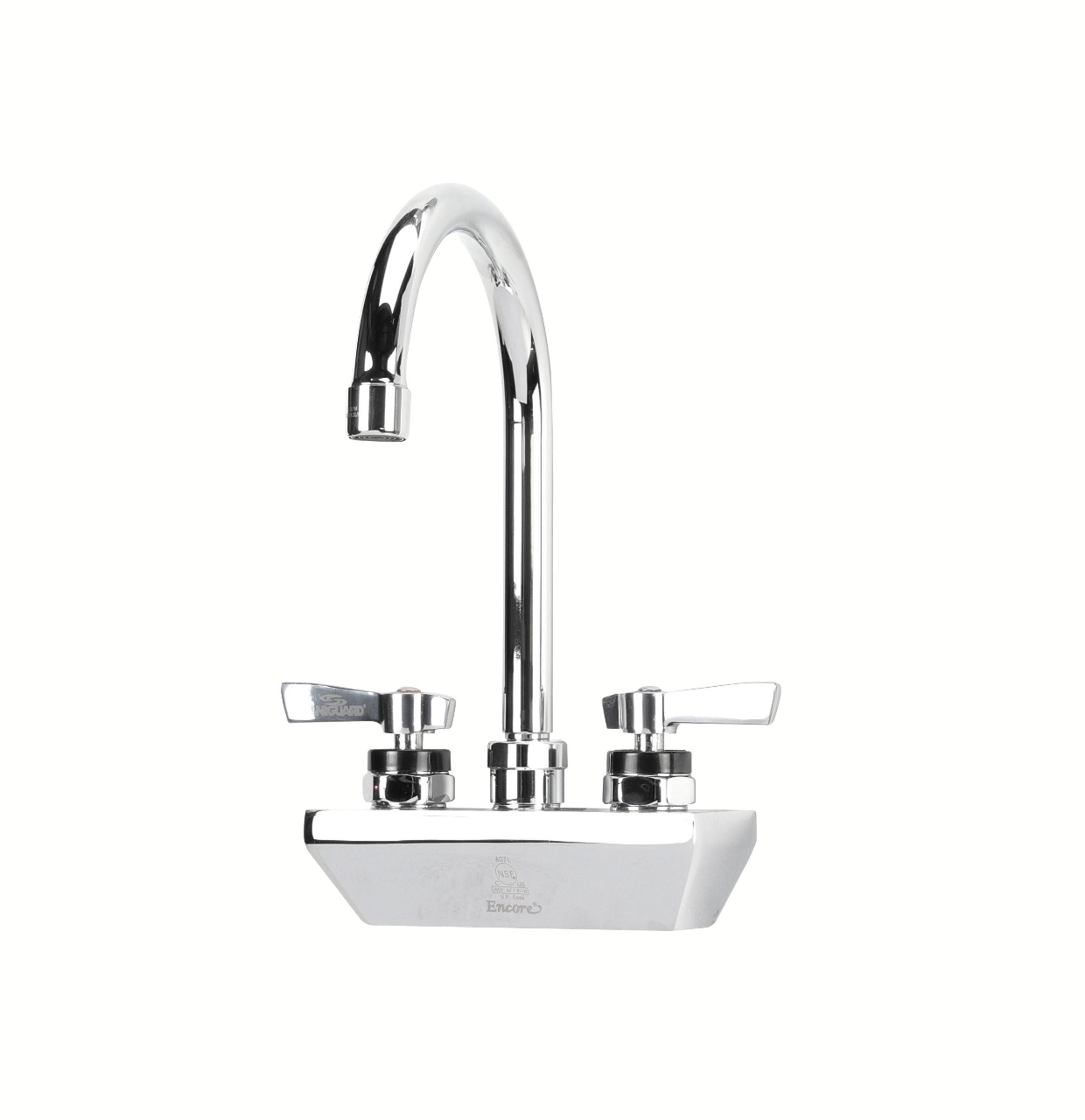 Encore 4" OC Wall Mount Faucet Ceramic Valves with 6" Rigid Gooseneck Spout