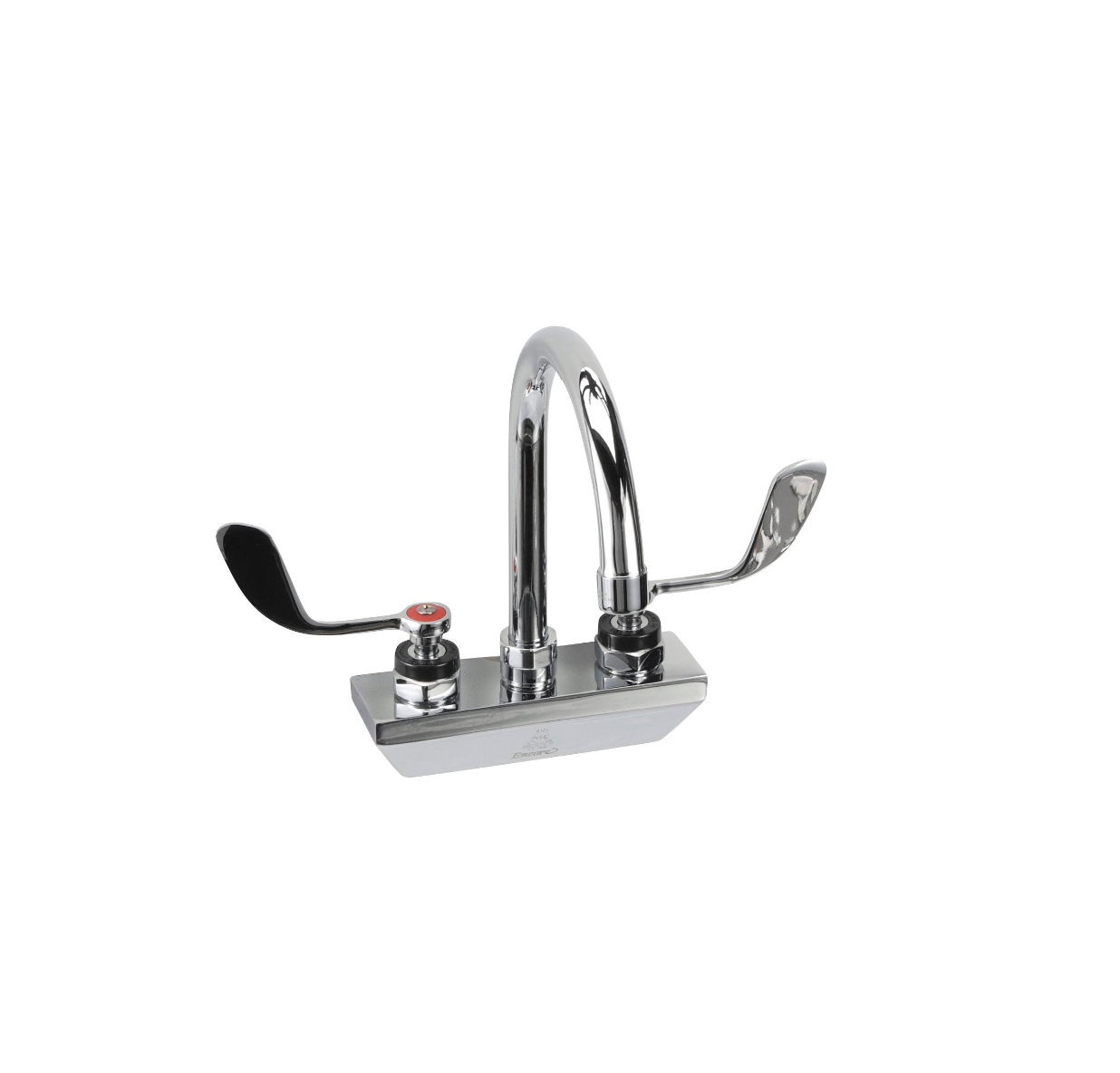 Encore 4" OC Wall Mount Faucet Ceramic Valves with 6" Swivel Gooseneck Spout and 4" Wrist Blade Handles
