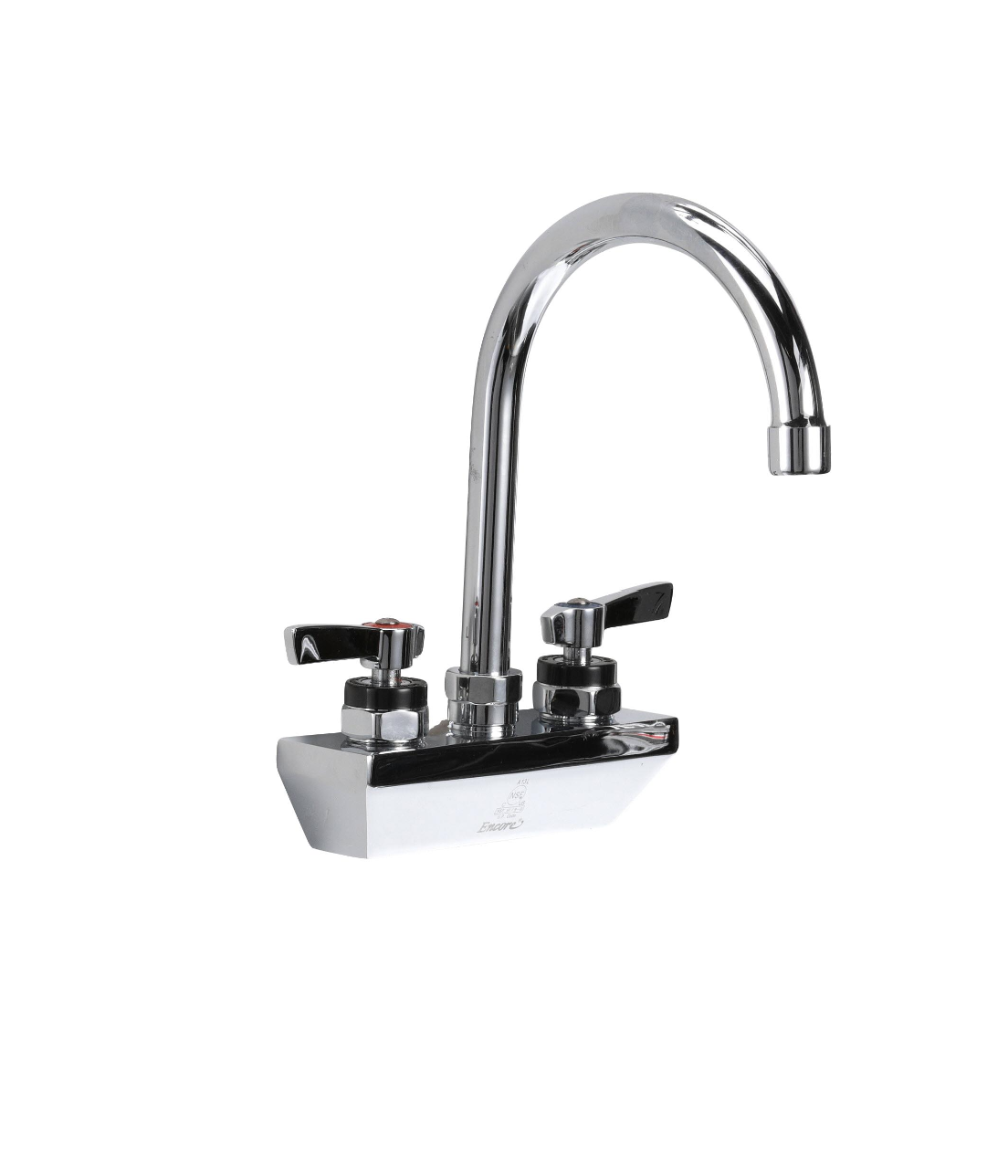 Encore 4" OC Wall Mount Faucet Ceramic Valves with 6" Swivel Gooseneck Spout