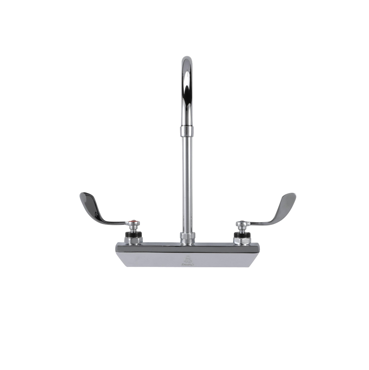 Encore 8" OC Wall Mount Faucet Ceramic Valves with 8-1/2" Swivel Gooseneck Spout with 4" Wrist Blade Handles