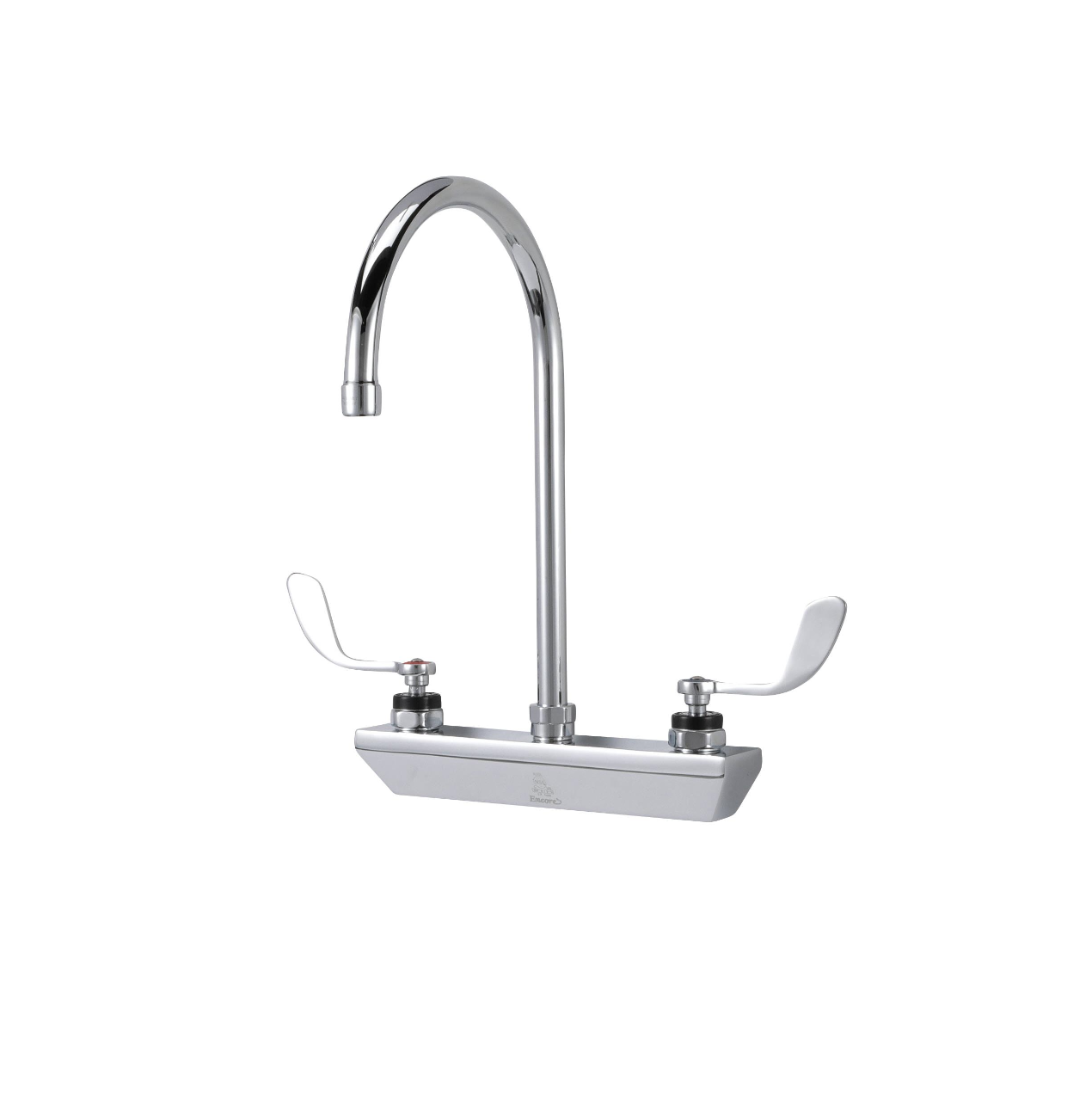 Encore 8" OC Wall Mount Faucet Ceramic Valves with 8-1/2" Swivel Gooseneck Spout with 4" Wrist Blade Handles