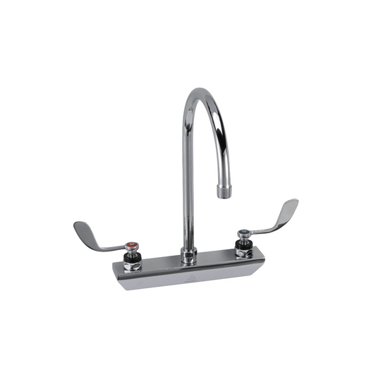 Encore 8" OC Wall Mount Faucet Ceramic Valves with 8-1/2" Swivel Gooseneck Spout with 4" Wrist Blade Handles