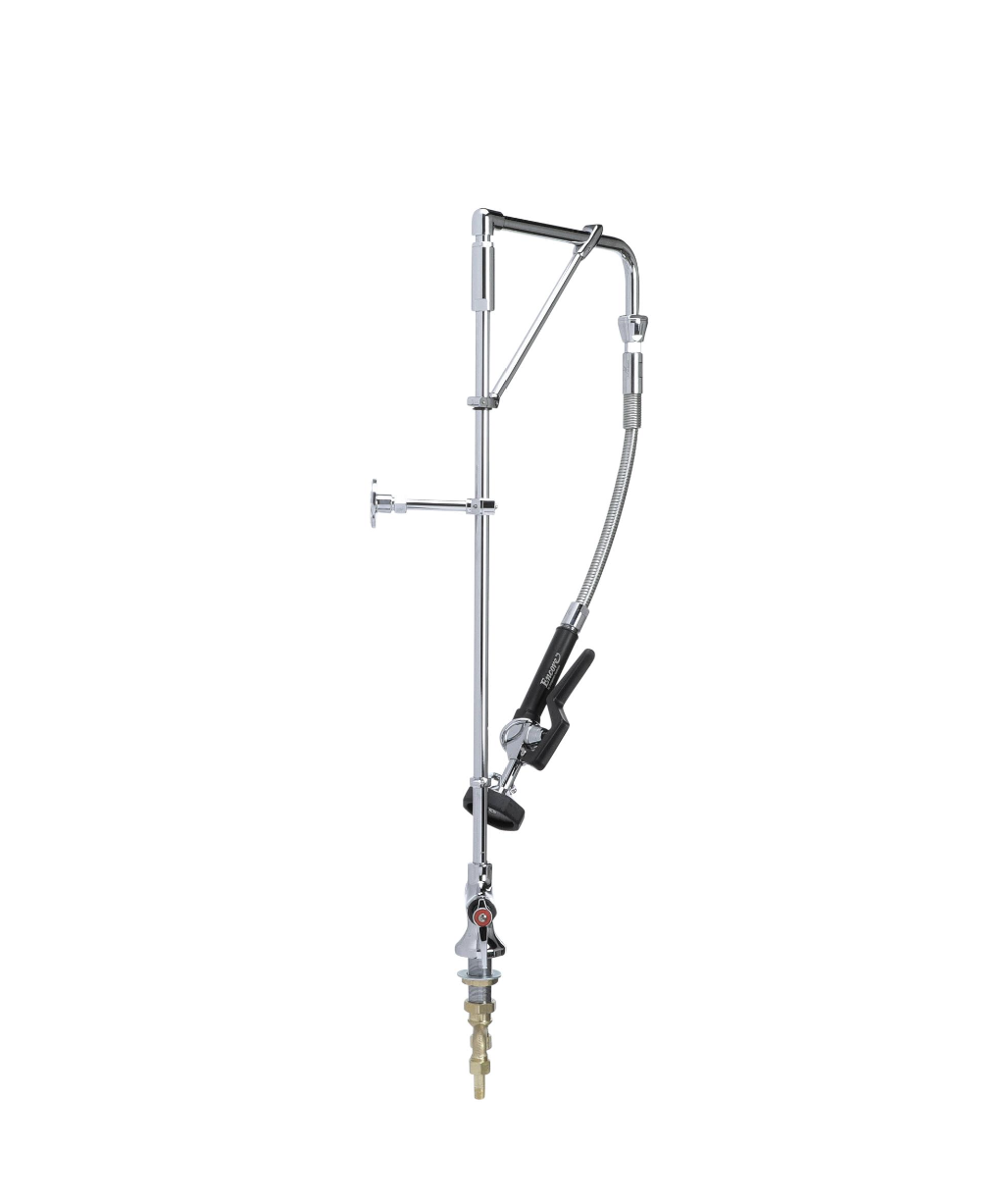 Encore Single Hole Deck Mount Swivel Arm Pre Rinse Assembly with Riser Support and 12" Swing Arm