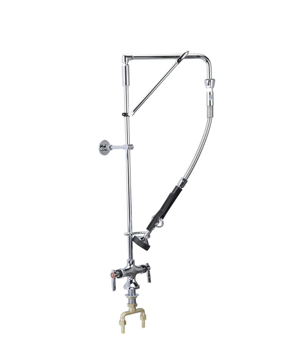 Encore Single Hole Deck Mount Swivel Arm Pre Rinse Assembly with Riser Support and 12" Swing Arm