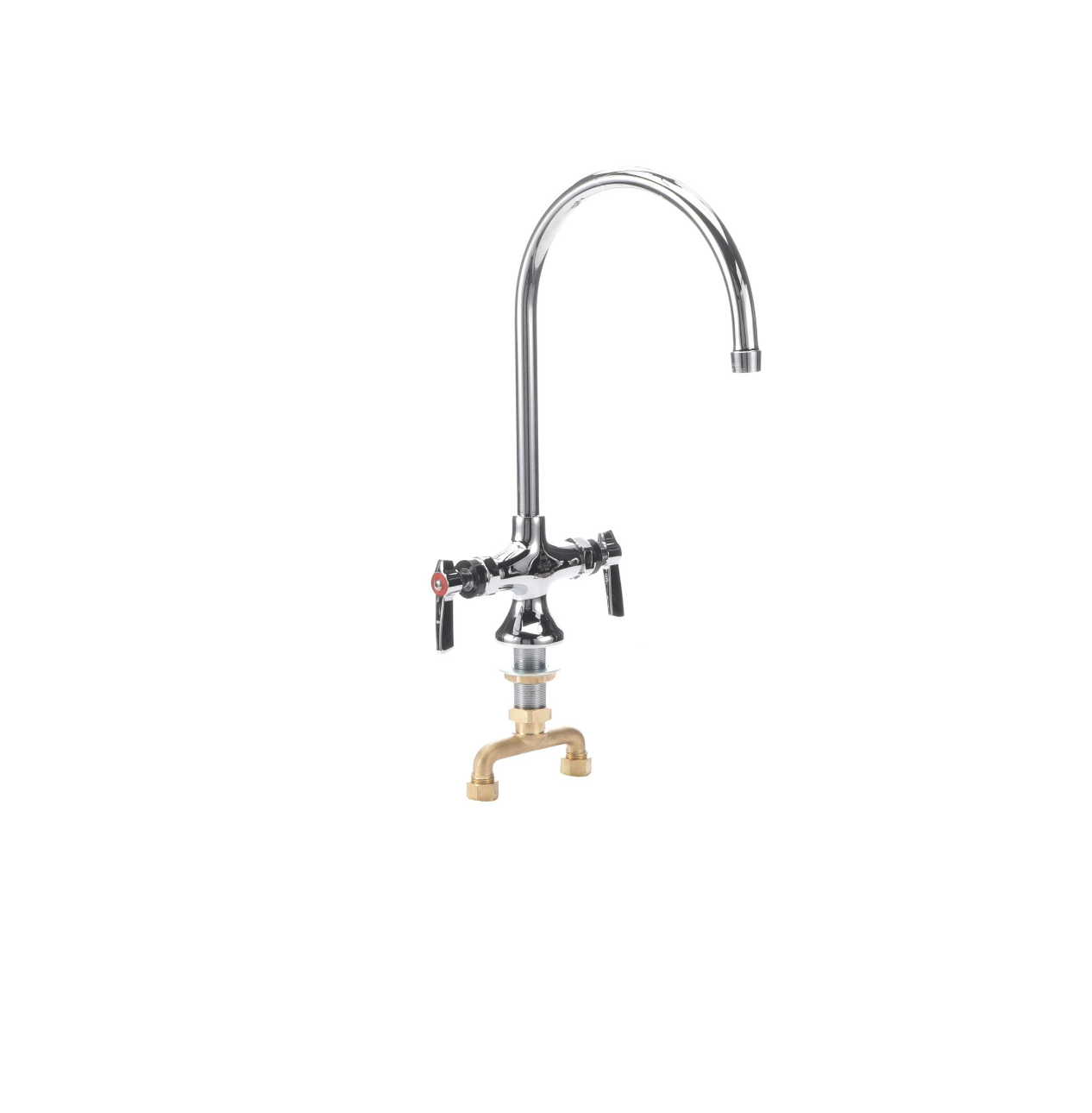 Encore® Brass Chrome Plated Double Pantry Faucet with 8" Rigid Gooseneck Spout