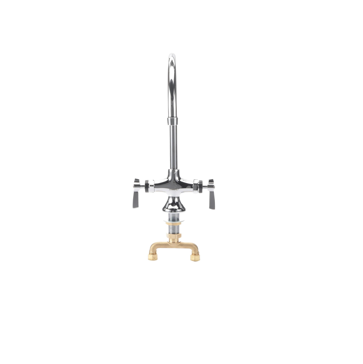 Encore® Brass Chrome Plated Double Pantry Faucet with 8" Rigid Gooseneck Spout