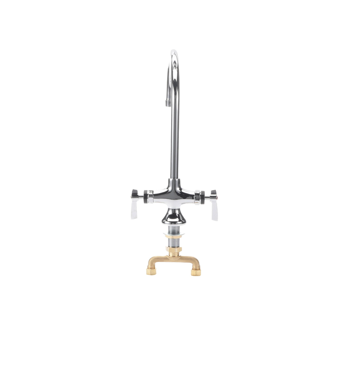 Encore® Brass Chrome Plated Double Pantry Faucet with 8" Rigid Gooseneck Spout