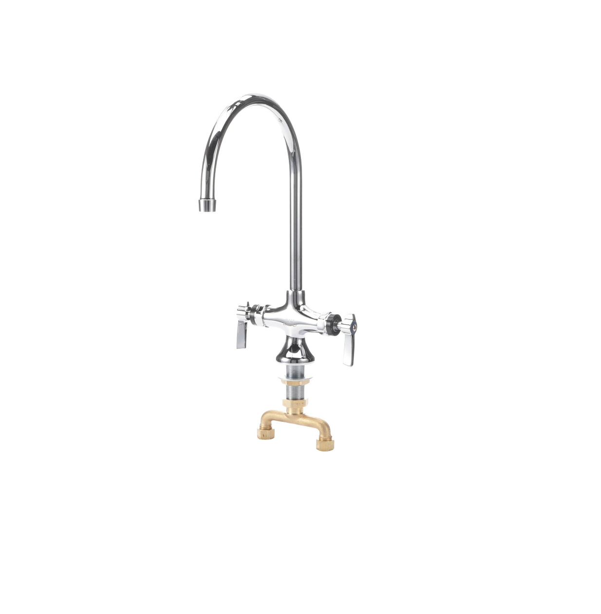 Encore® Brass Chrome Plated Double Pantry Faucet with 8" Rigid Gooseneck Spout