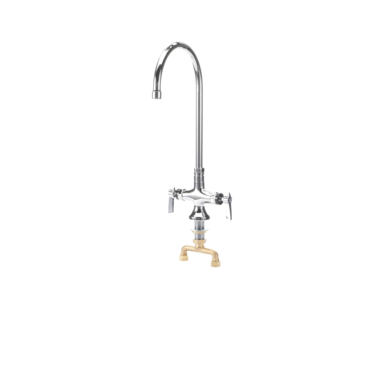 Encore® Brass Chrome Plated Double Pantry Faucet with 8" Swivel Gooseneck Spout with 1.5GPM Laminar Aerator
