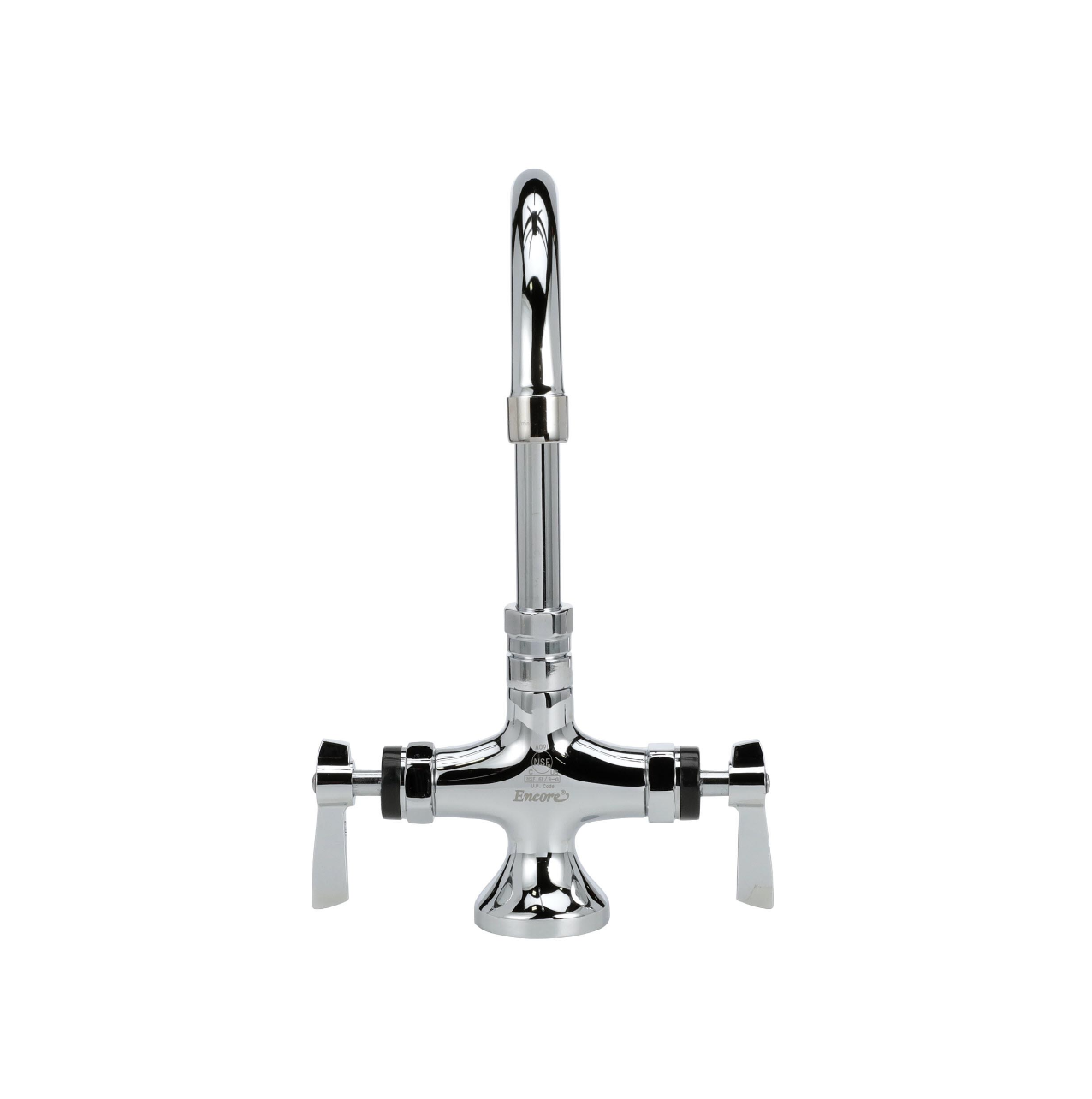 Encore® Brass Chrome Plated Double Pantry Faucet with 6" Swivel Gooseneck Spout and Lever Handles