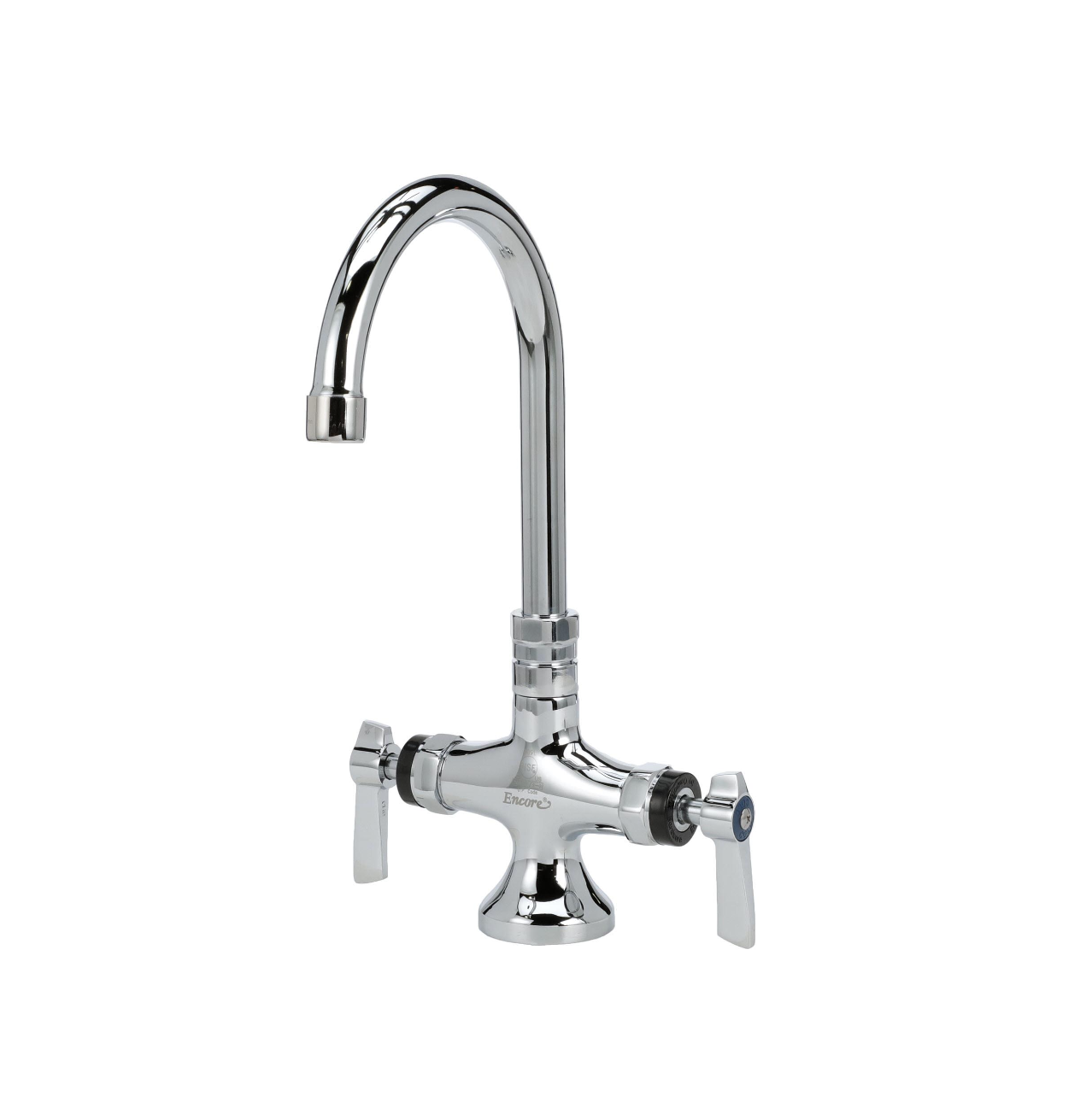 Encore® Brass Chrome Plated Double Pantry Faucet with 6" Swivel Gooseneck Spout and Lever Handles