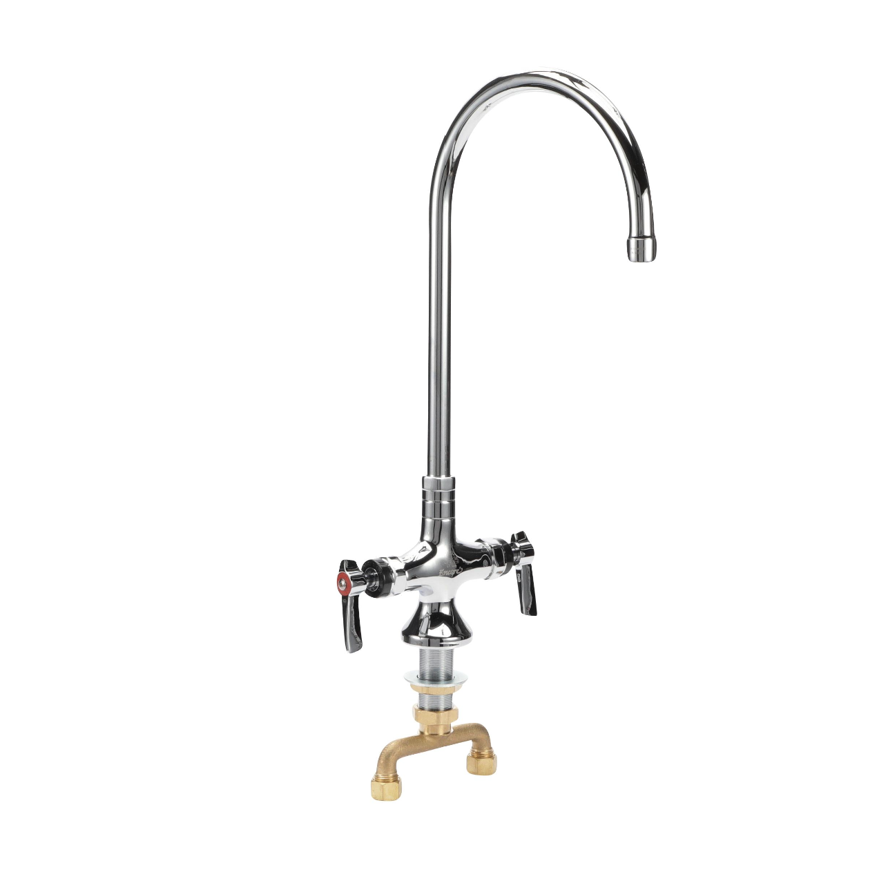 Encore® Brass Chrome Plated Double Pantry Faucet with 8" Swivel Gooseneck Spout and Ceramic Valves