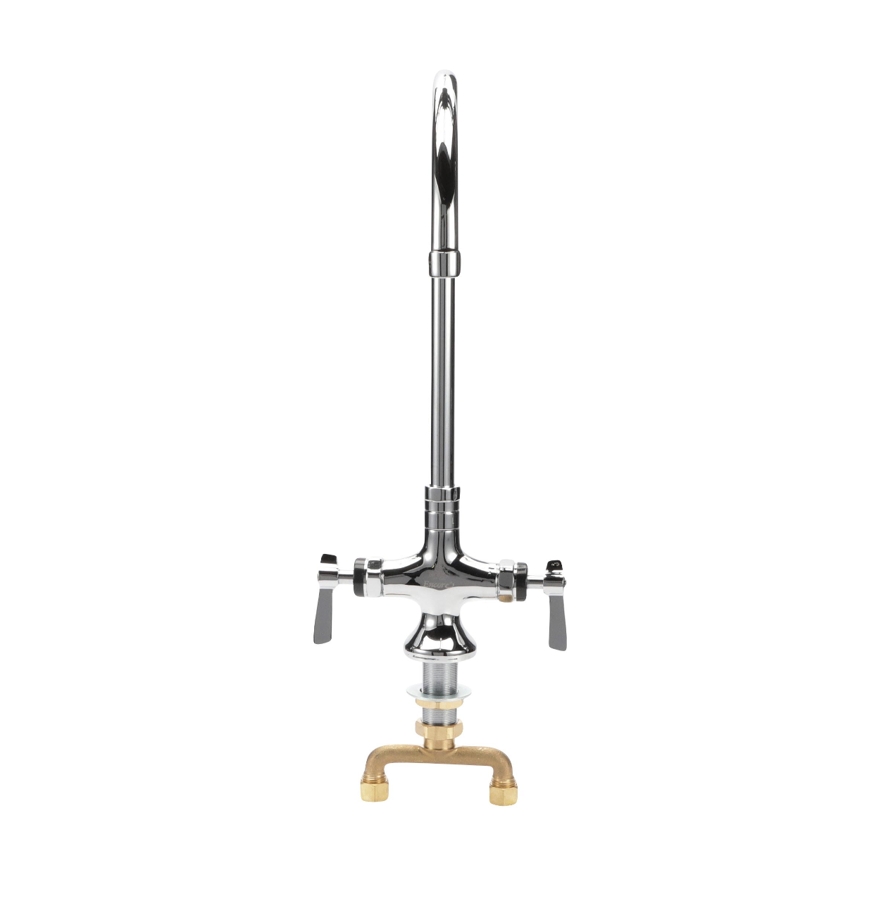 Encore® Brass Chrome Plated Double Pantry Faucet with 8" Swivel Gooseneck Spout and Ceramic Valves