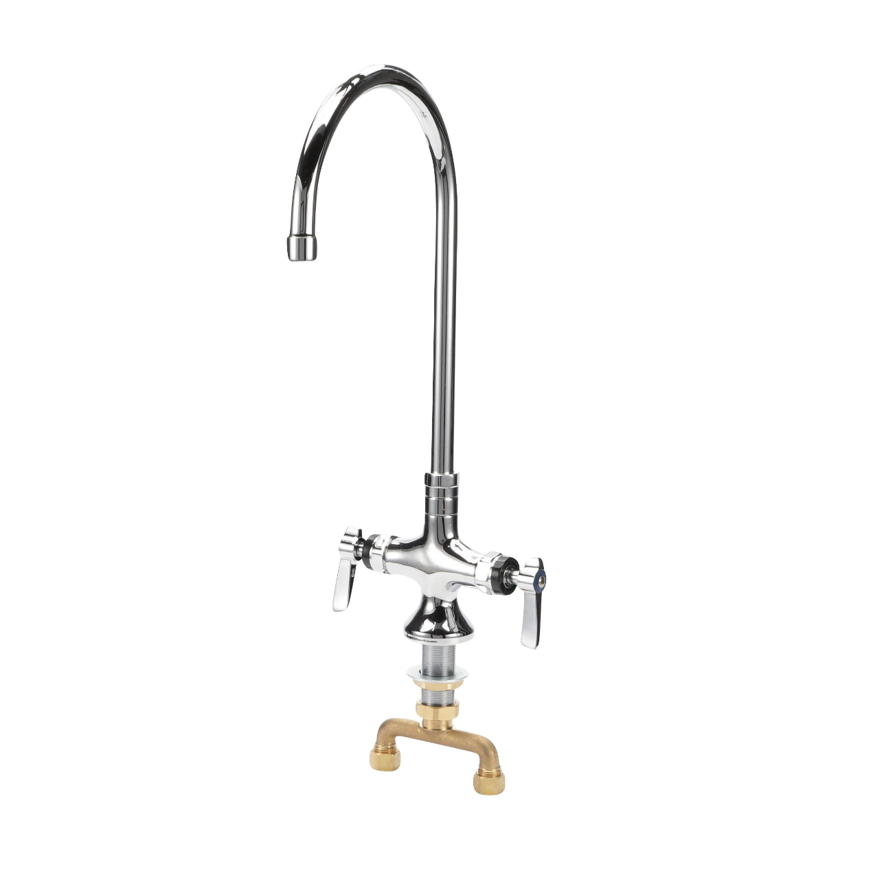 Encore® Brass Chrome Plated Double Pantry Faucet with 8" Swivel Gooseneck Spout and Ceramic Valves