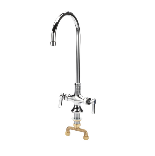 Encore® Brass Chrome Plated Double Pantry Faucet with 8" Swivel Gooseneck Spout and Ceramic Valves