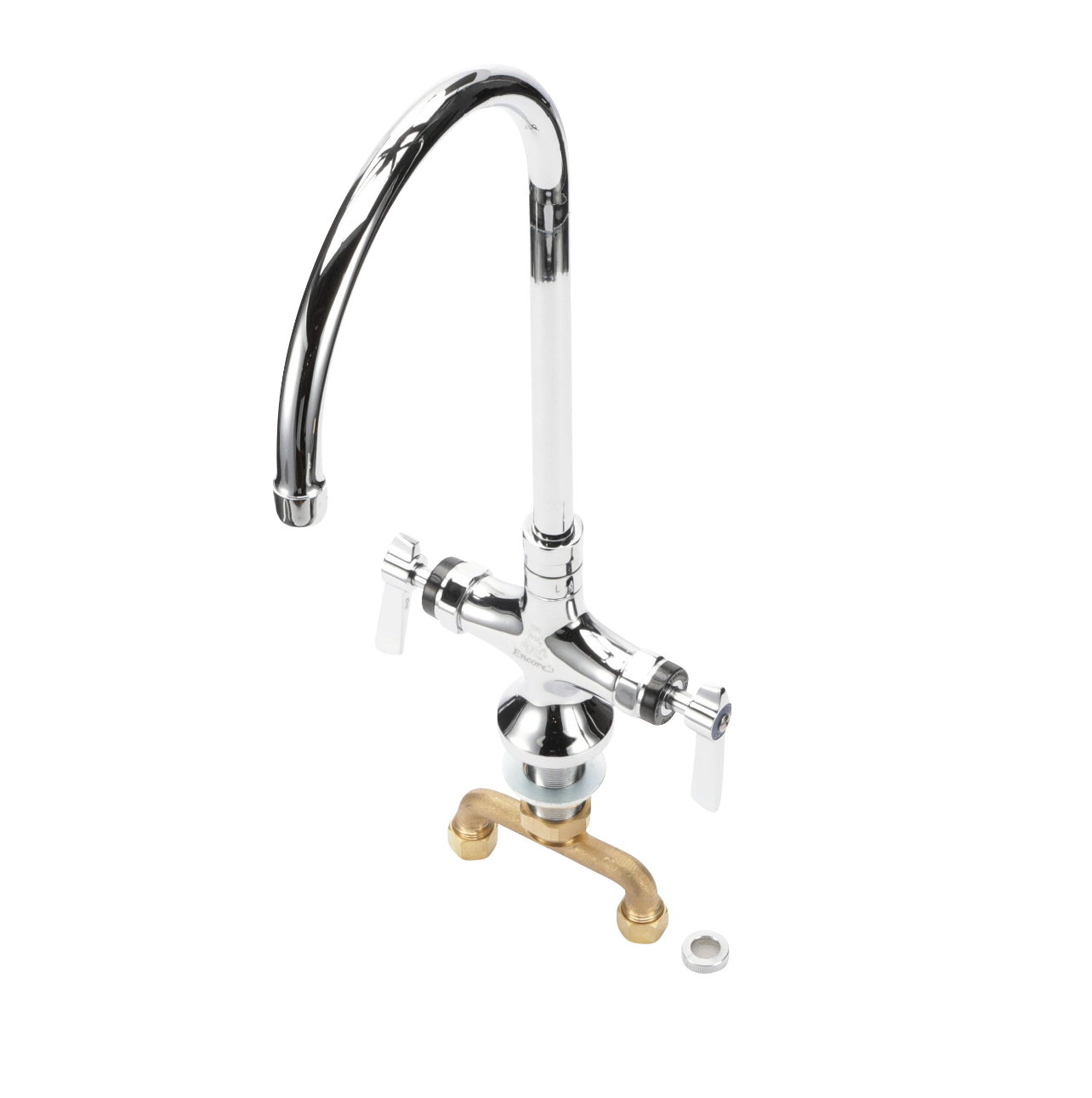 Encore® Brass Chrome Plated Double Pantry Faucet with 8" Swivel Gooseneck Spout and Ceramic Valves