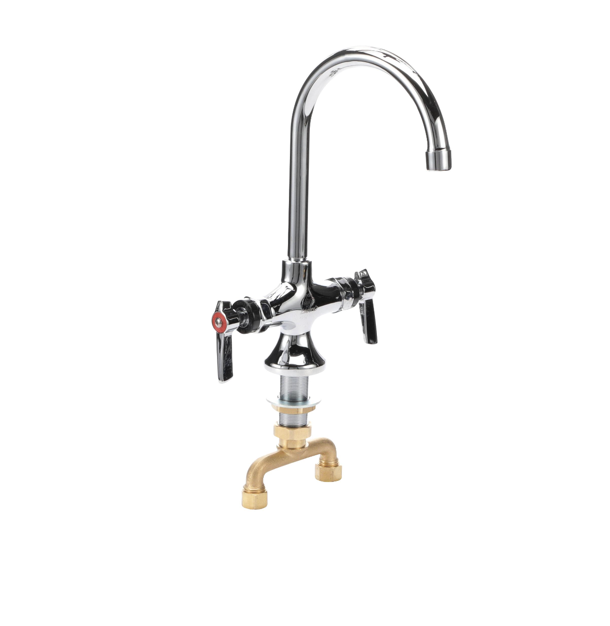 Encore® Brass Chrome Plated Double Pantry Faucet with 6" Rigid Gooseneck Spout