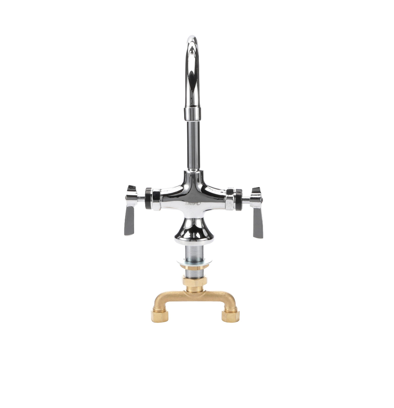 Encore® Brass Chrome Plated Double Pantry Faucet with 6" Rigid Gooseneck Spout