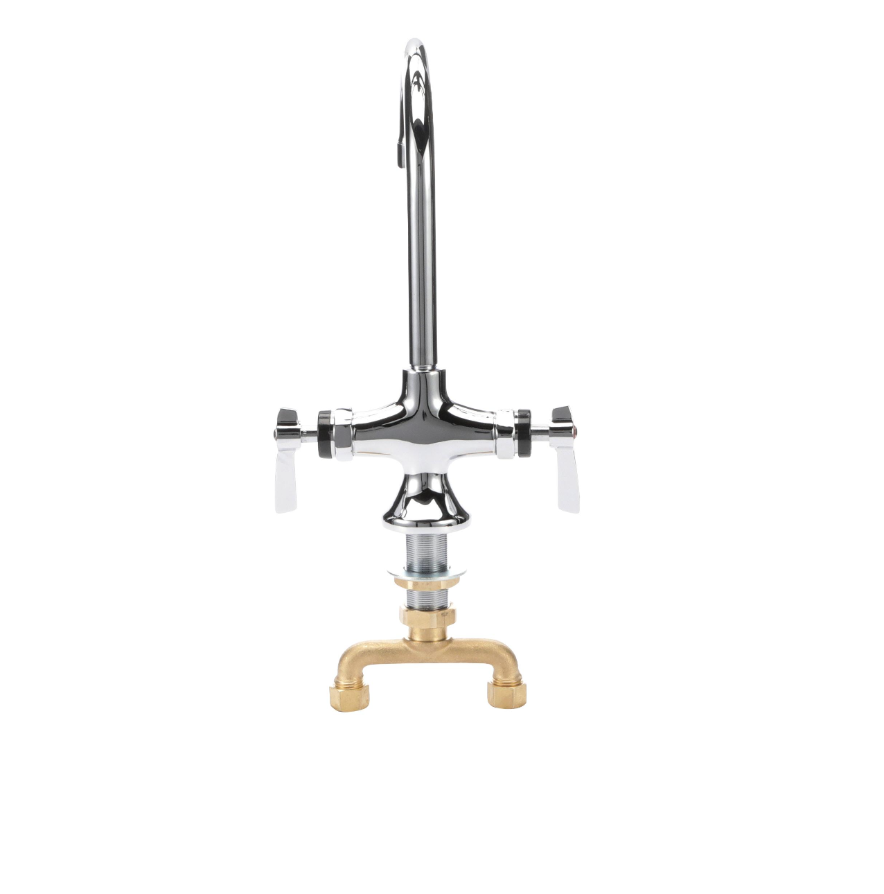 Encore® Brass Chrome Plated Double Pantry Faucet with 6" Rigid Gooseneck Spout