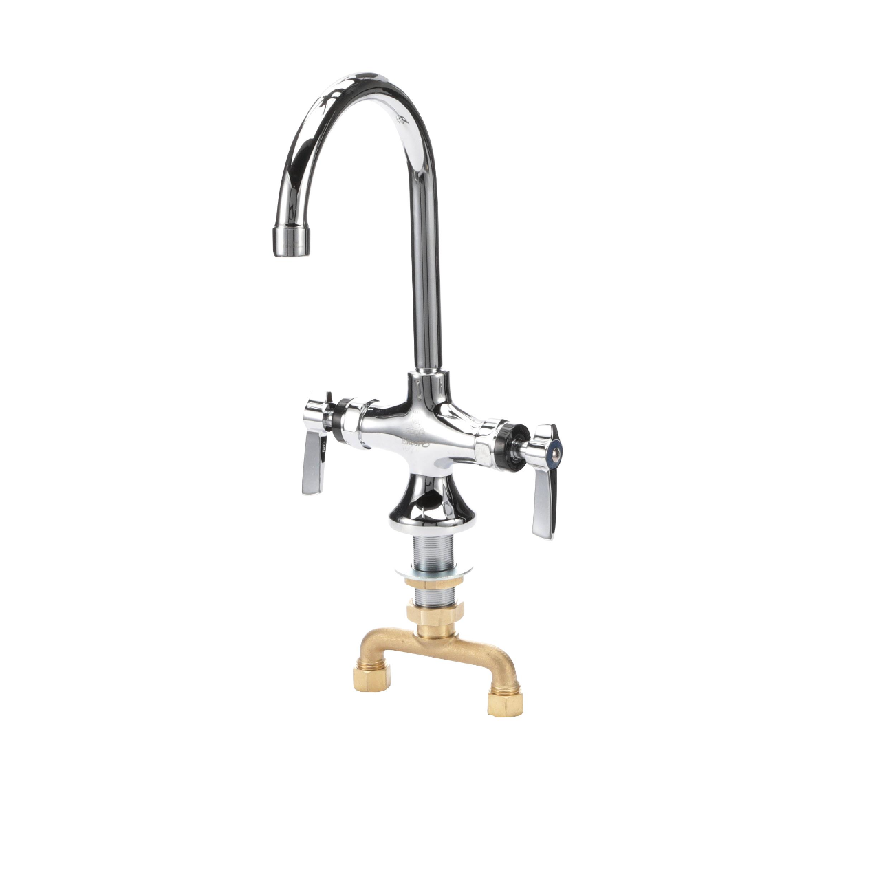 Encore® Brass Chrome Plated Double Pantry Faucet with 6" Rigid Gooseneck Spout