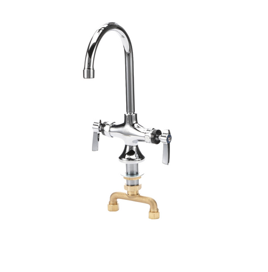 Encore® Brass Chrome Plated Double Pantry Faucet with 6" Rigid Gooseneck Spout