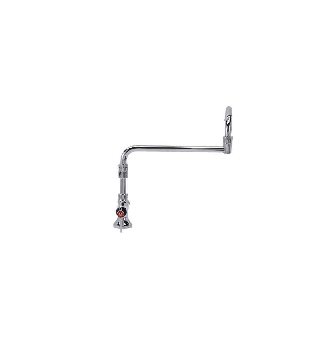 Encore® Brass Chrome Plated Double Pantry Faucet with Elevated 18" Double Jointed Swivel Spout