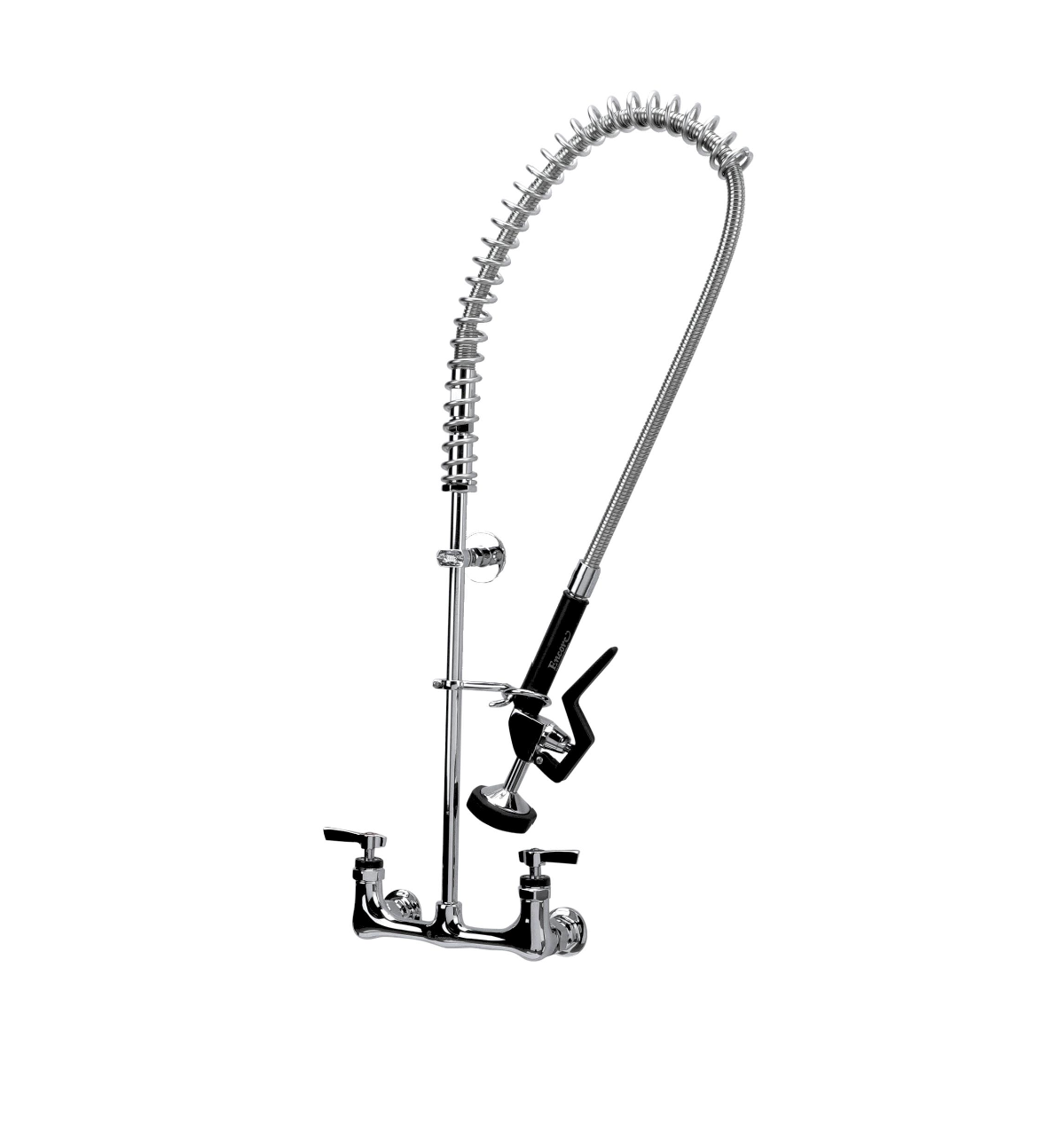 Encore® 8" OC. Brass Chrome Plated Wall Mount Pre Rinse Assembly with Wall Bracket and Stainless Steel Spring