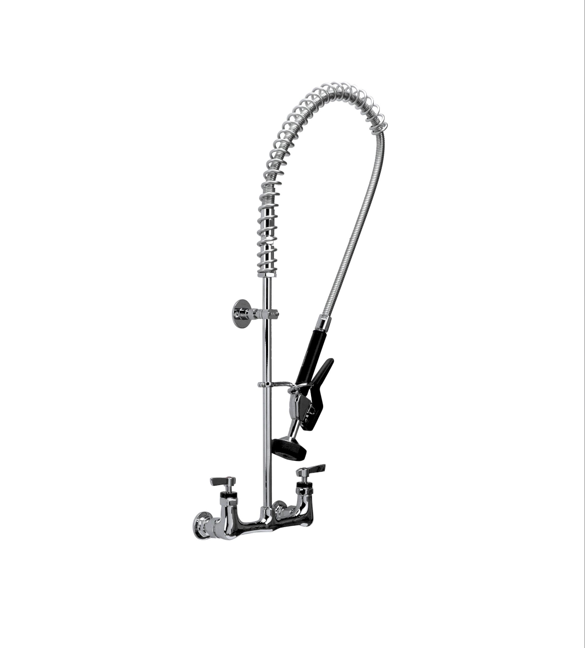 Encore® 8" OC. Brass Chrome Plated Wall Mount Pre Rinse Assembly with Wall Bracket and Stainless Steel Spring