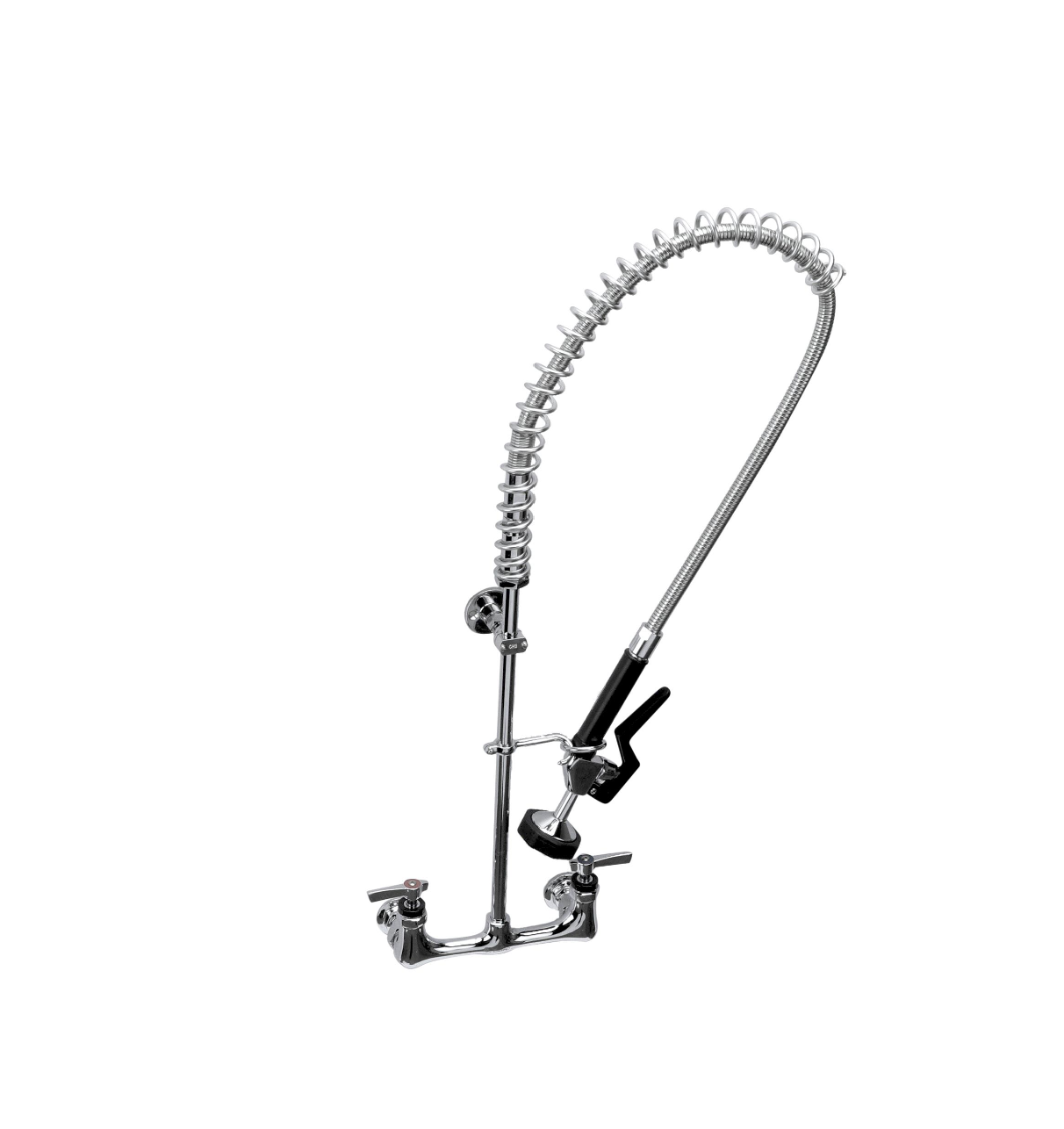 Encore® 8" OC. Brass Chrome Plated Wall Mount Pre Rinse Assembly with Wall Bracket and Stainless Steel Spring