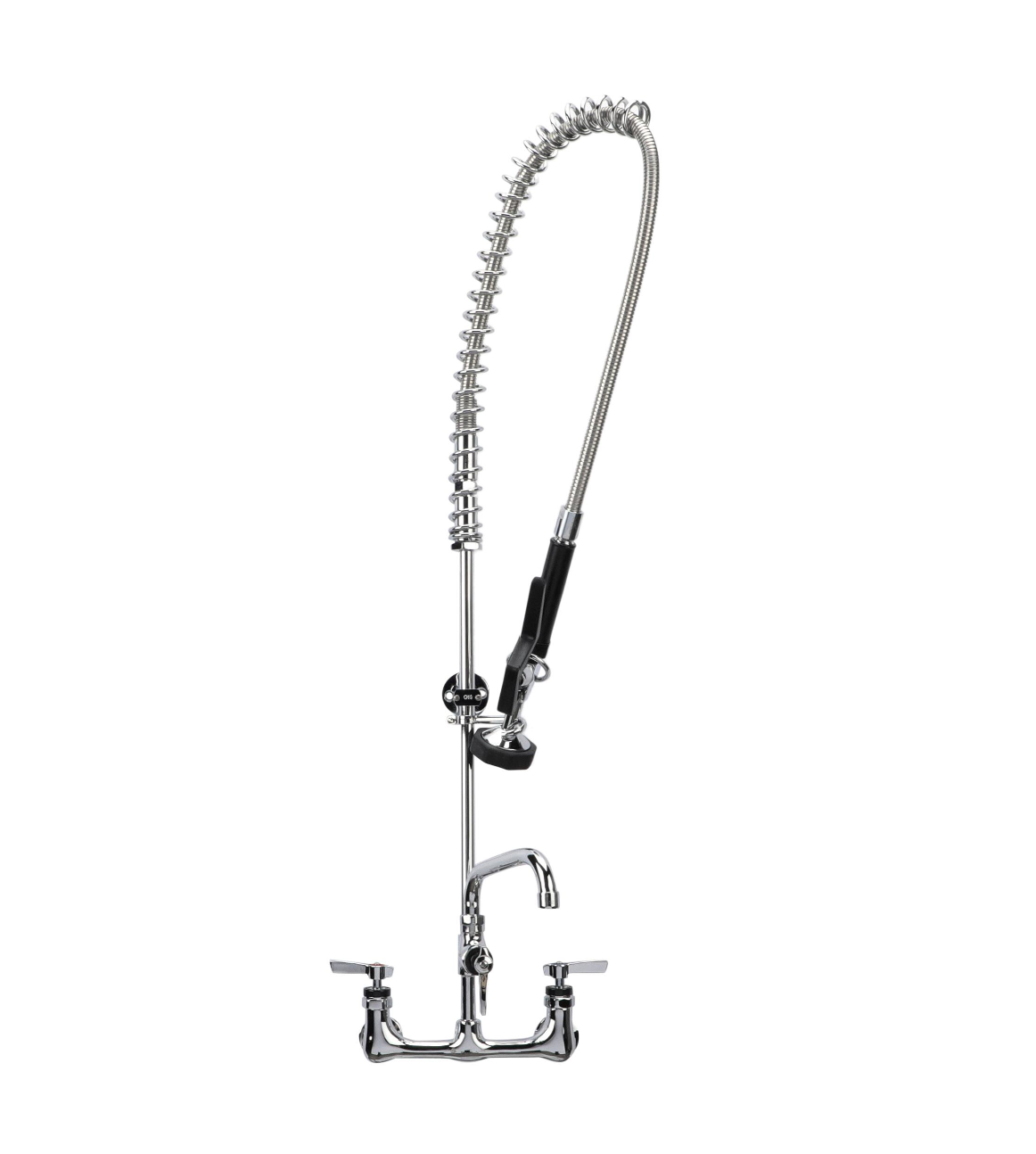 Encore® 8" OC. Brass Chrome Plated Wall Mount Pre Rinse Assembly Compression Valves with 12" Add On Faucet