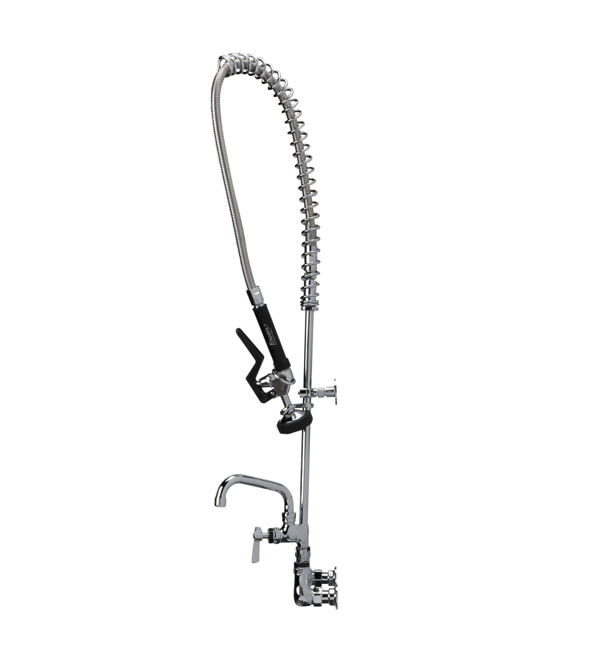 Encore® 8" OC. Brass Chrome Plated Wall Mount Pre Rinse Assembly Compression Valves with 12" Add On Faucet