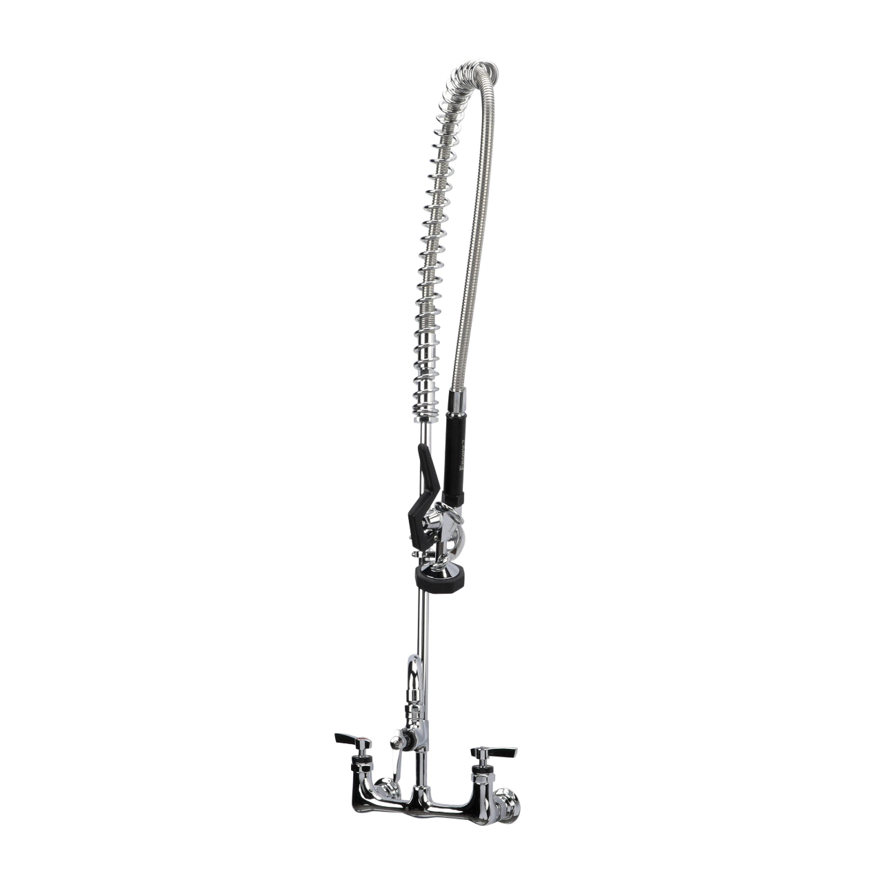 Encore® 8" OC. Brass Chrome Plated Wall Mount Pre Rinse Assembly Compression Valves with 12" Add On Faucet